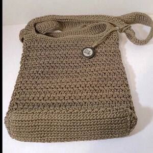 The Sak Women's khaki Crochet Knit Crossbody Shoulder Bag Purse